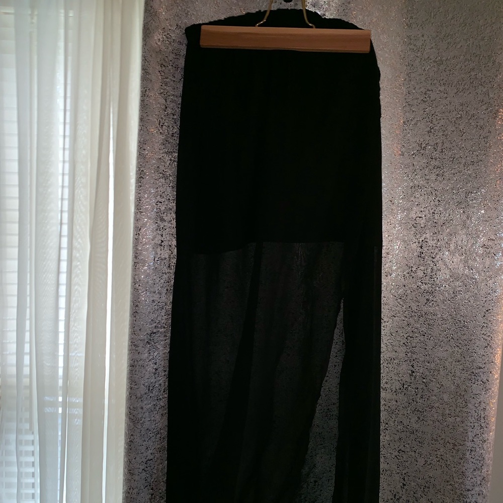 Black, High slit, sheer skirt